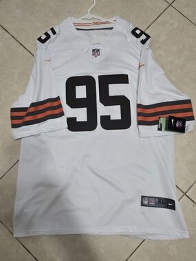 Nike White Cleveland Browns #95 Men's NFL Jersey